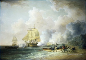 Navire de guerre œuvres - Capture du fort Louis Martinique 1794 Batailles navales